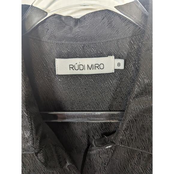 Rudi Miro Eloisa Shirt Dress Black Short Sleeve Textural Print Lagenlook Size 8 - Picture 4 of 10